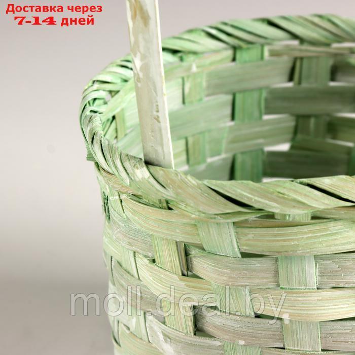 Корзина плетеная, D15х9хH31см, зеленый, бамбук - фото 2 - id-p227081573