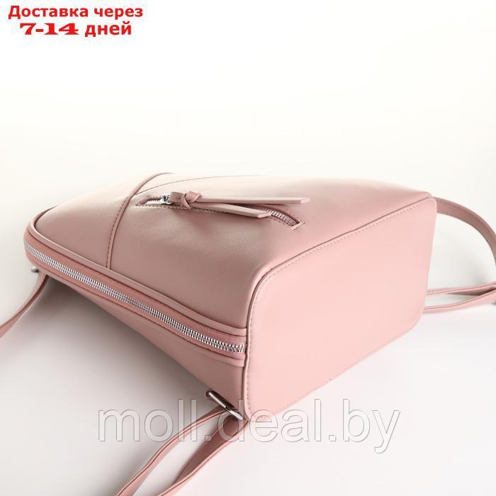 Рюкзак городской из искусственной кожи на молнии, цвет розовый - фото 3 - id-p226887341