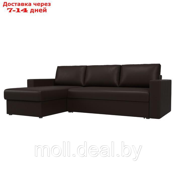 Угловой диван "Траумберг", левый угол, механизм дельфин, экокожа, цвет коричневый - фото 1 - id-p227110322