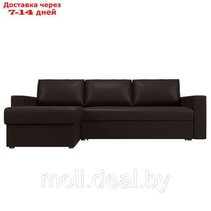 Угловой диван "Траумберг", левый угол, механизм дельфин, экокожа, цвет коричневый - фото 2 - id-p227110322