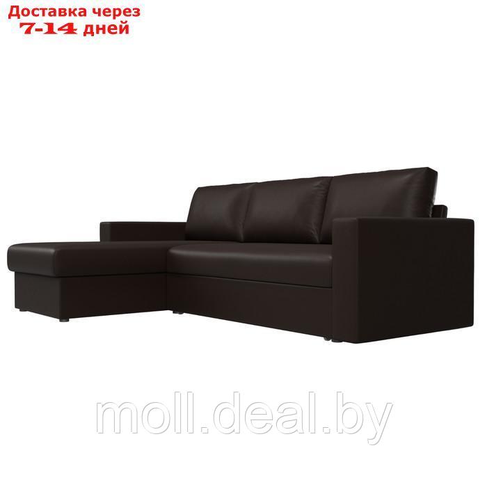 Угловой диван "Траумберг", левый угол, механизм дельфин, экокожа, цвет коричневый - фото 3 - id-p227110322