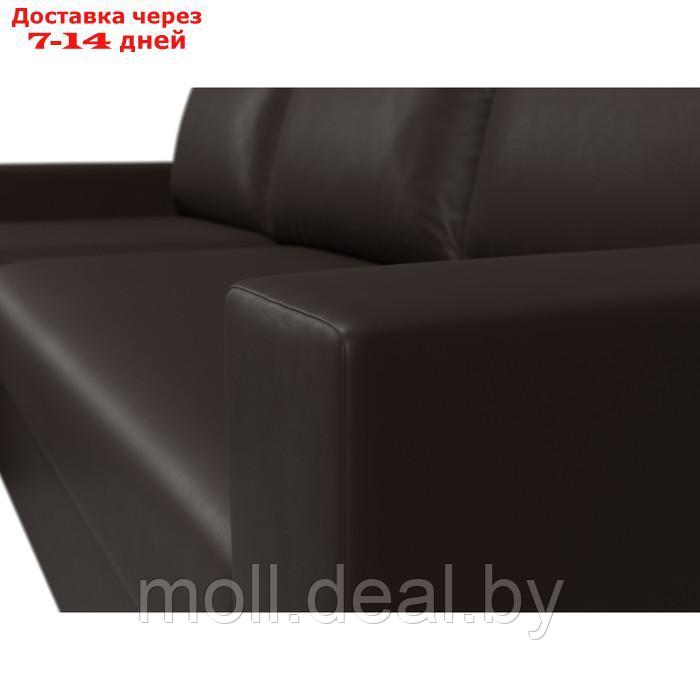 Угловой диван "Траумберг", левый угол, механизм дельфин, экокожа, цвет коричневый - фото 4 - id-p227110322
