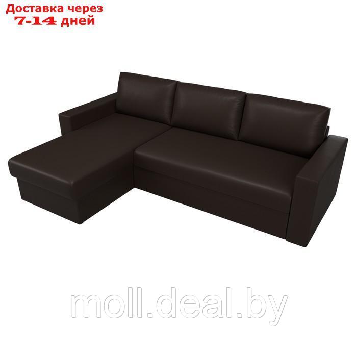 Угловой диван "Траумберг", левый угол, механизм дельфин, экокожа, цвет коричневый - фото 5 - id-p227110322
