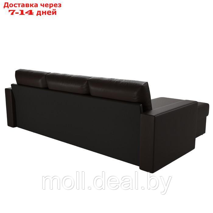 Угловой диван "Траумберг", левый угол, механизм дельфин, экокожа, цвет коричневый - фото 8 - id-p227110322