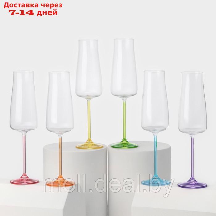Набор стеклянных бокалов для шампанского RAINBOW FRESH, 210 мл, декор, 6 шт - фото 1 - id-p226884449