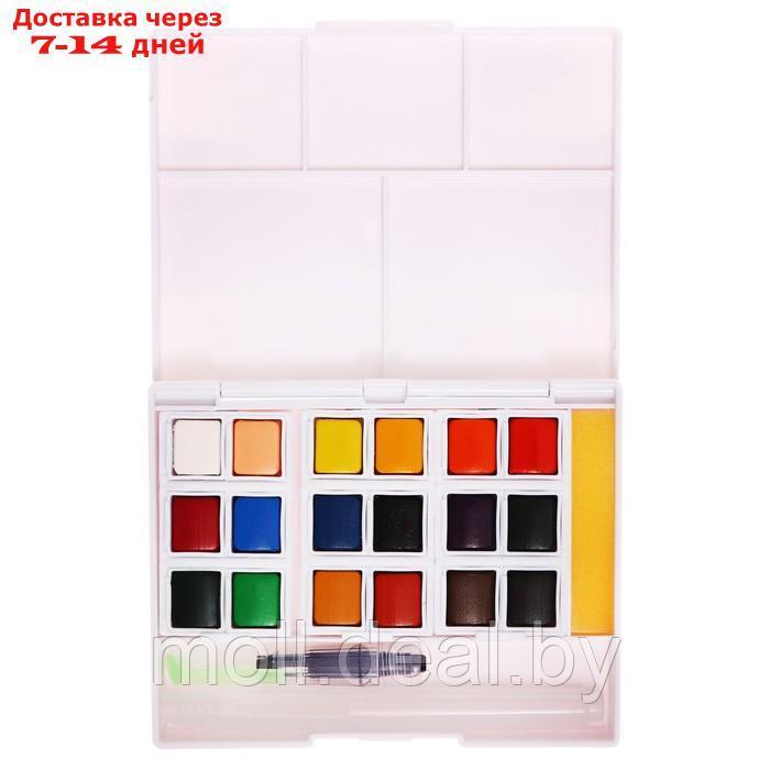 Краски акварельные 18 цветов + 1 кисть в пластиковой коробке GTS-18 - фото 3 - id-p227079590