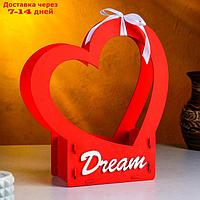 Кашпо деревянное-сердце "Dream", 24х10х27,5 см, дуб, красный
