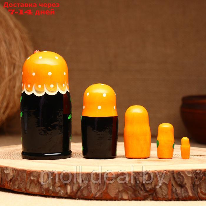 Матрёшка 5-кукольная "Праздничная оранжевая" с божьей коровкой, 10-11 см - фото 2 - id-p227090524
