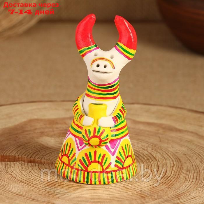 Филимоновская игрушка колокольчик "Корова", 10-12 см - фото 2 - id-p227075623