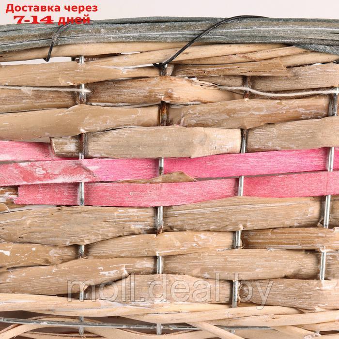 Кашпо плетеное, прямоугольное, 23x15хH12см, натуральный/розовый - фото 4 - id-p227081576