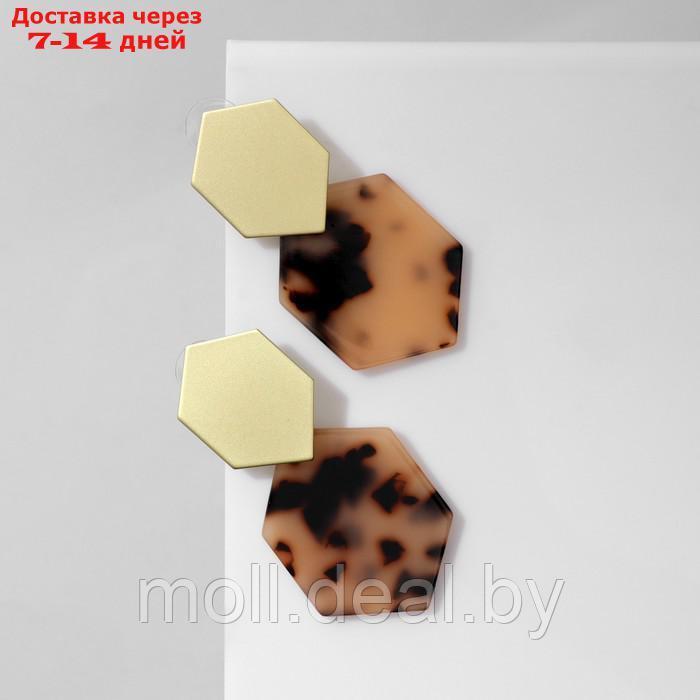 Серьги акрил "Геометрия", цвет светло-коричневый в золоте - фото 2 - id-p227097433