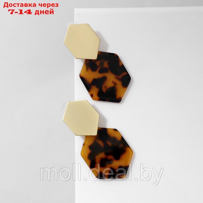 Серьги акрил "Геометрия", цвет коричневый в золоте - фото 2 - id-p227097436