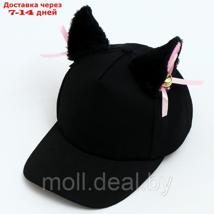 Кепка детская "Кошечка" с ушками, цвет черный, р-р 52-54 5-7 лет - фото 4 - id-p227087540
