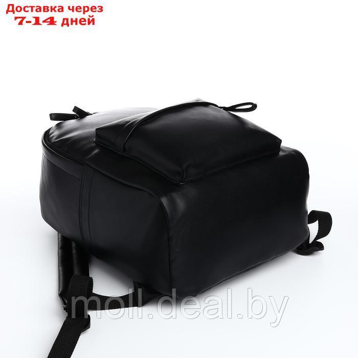 Рюкзак молодёжный на молнии, 4 кармана, цвет чёрный - фото 3 - id-p226887346