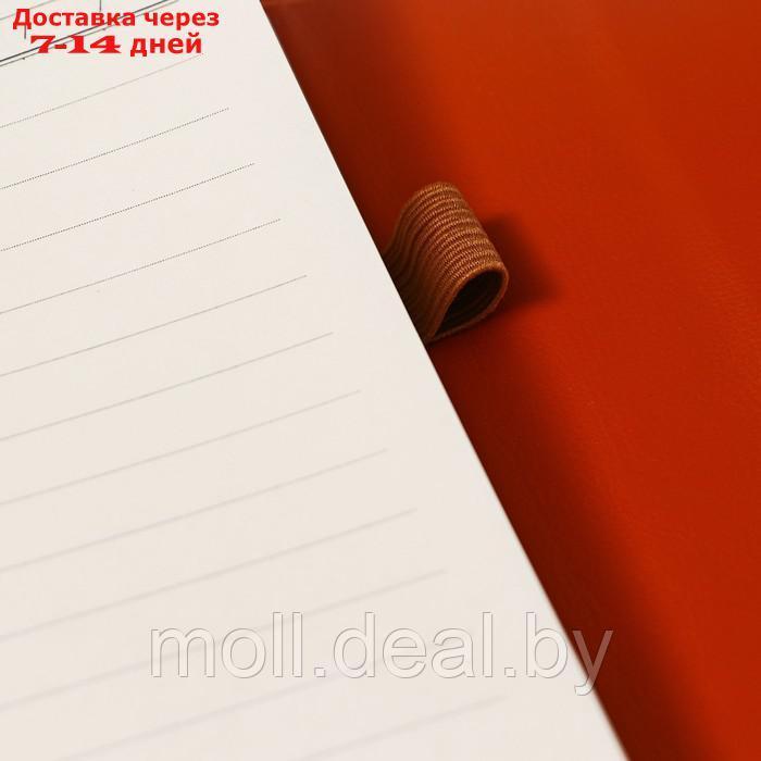 Органайзер на кольцах А6+, 80 листов, кожзам, c клапаном, линия, с ручкой, в подарочной коробке, коричневый - фото 8 - id-p227079598