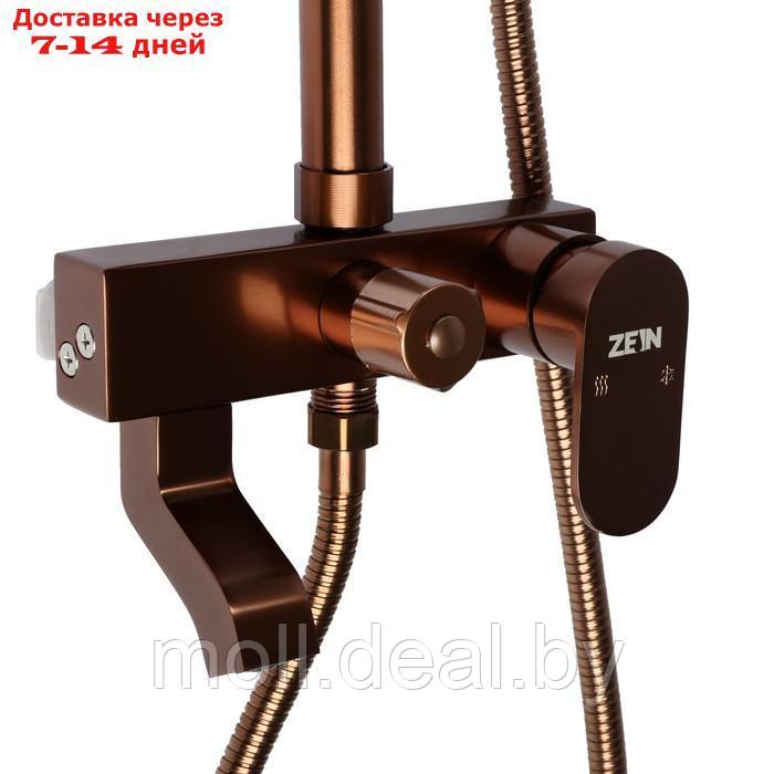Душевая система ZEIN Z3870, смеситель, тропическая и ручная лейка, алюминий, цвет bronze - фото 5 - id-p226890278