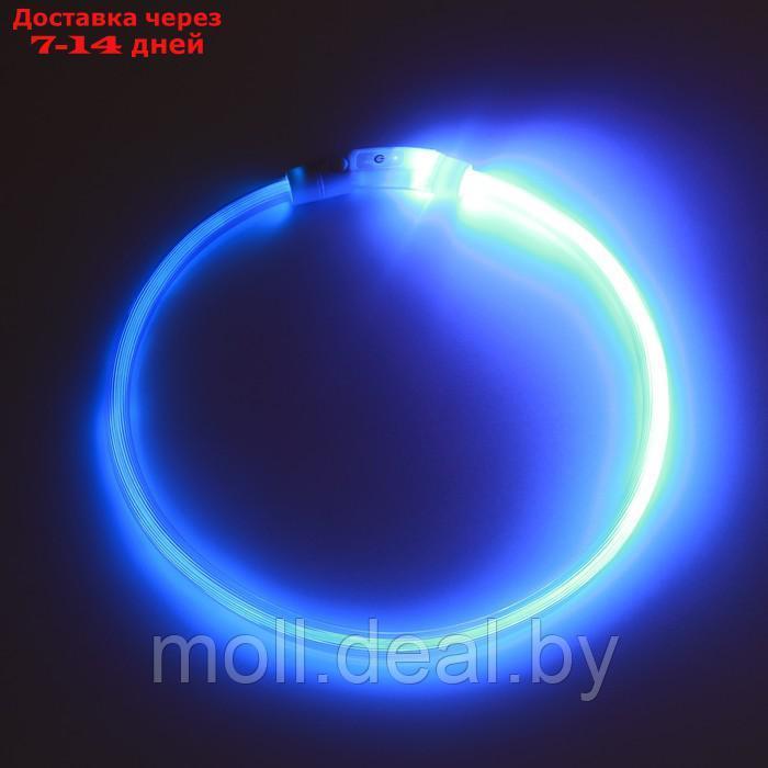 Ошейник - кольцо с подсветкой, зарядка от USB, до 70 см, 3 режима свечения, голубой - фото 5 - id-p226888315
