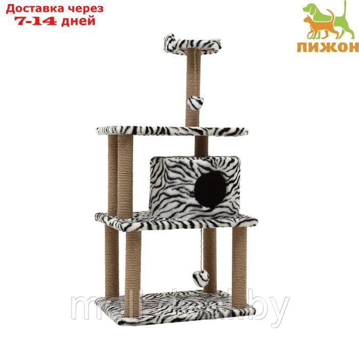 Домик-когтеточка для кошек "Круглый с игрушками" 65 х50 х 130 см - фото 1 - id-p227110404