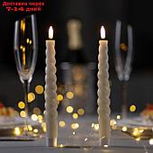 Светодиодная свеча витая белая, 2 × 25 × 2 см, пластик, воск, батарейки АААх2 (не в комплекте), свечение