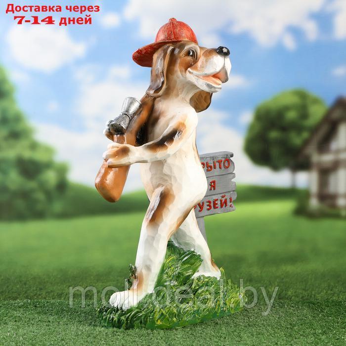 Садовая фигура "Собака с табличкой" открыто для друзей, 52см - фото 2 - id-p227074643