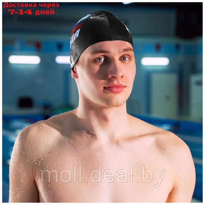 Шапочка для плавания взрослая, RUSSIA, силиконовая, обхват 54-60 см, цвет чёрный - фото 3 - id-p227112501