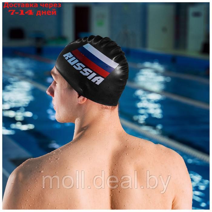 Шапочка для плавания взрослая, RUSSIA, силиконовая, обхват 54-60 см, цвет чёрный - фото 5 - id-p227112501