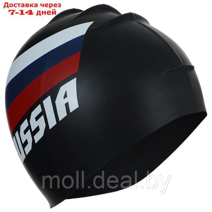 Шапочка для плавания взрослая, RUSSIA, силиконовая, обхват 54-60 см, цвет чёрный - фото 7 - id-p227112501