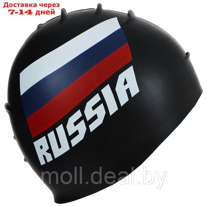 Шапочка для плавания взрослая, RUSSIA, силиконовая, обхват 54-60 см, цвет чёрный - фото 8 - id-p227112501