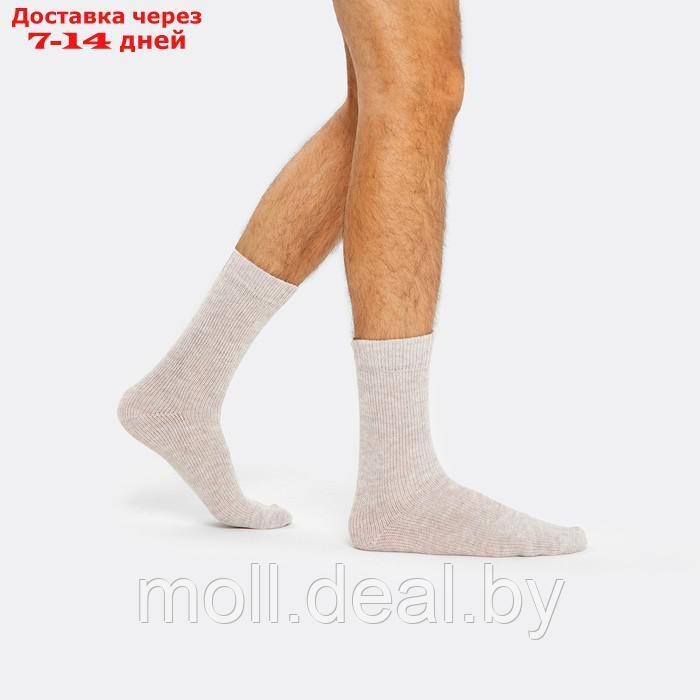 Носки мужские шерстяные, цвет светло-бежевый меланж, размер 27-29