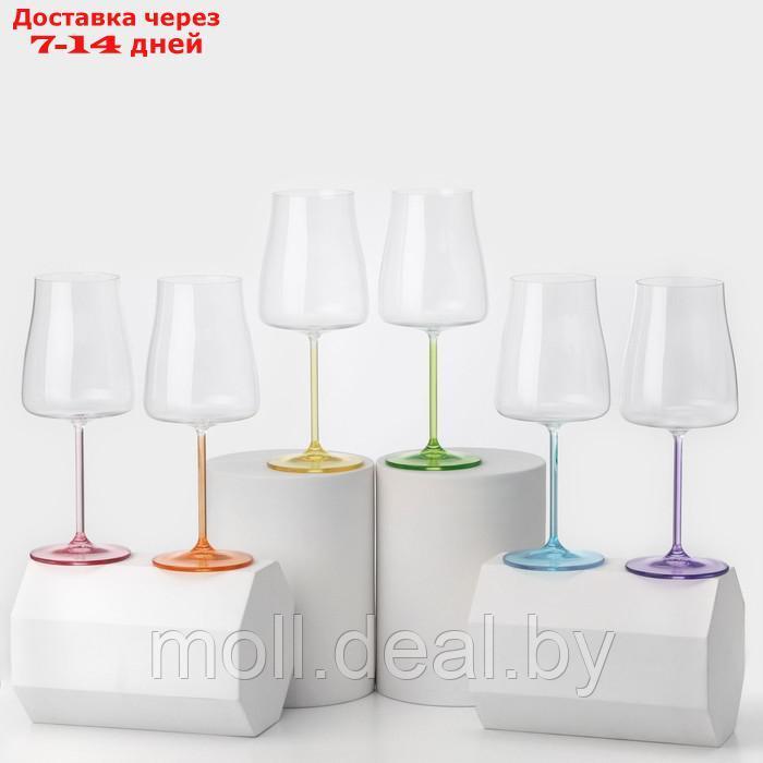 Набор стеклянных бокалов для вина RAINBOW FRESH, 600 мл, декор, 6 шт - фото 1 - id-p226884468