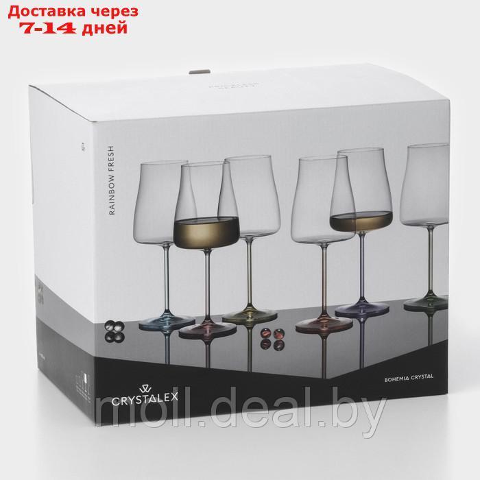 Набор стеклянных бокалов для вина RAINBOW FRESH, 600 мл, декор, 6 шт - фото 8 - id-p226884468