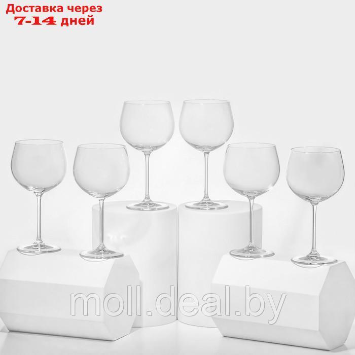 Набор стеклянных бокалов для вина "Пион", 350 мл, 6 шт - фото 1 - id-p226884470