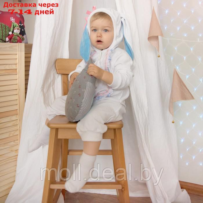 Карнавальный костюм для малышей "Зайчик с голубыми ушами", велюр, хлопок, рост 74-92 см - фото 2 - id-p227115942