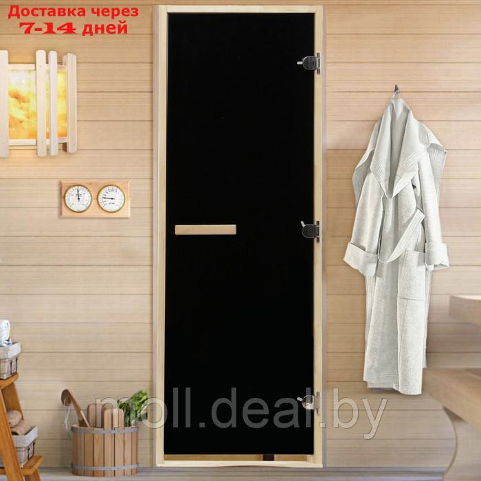 Дверь для бани и сауны "БЛЭК", размер коробки 190х70 см, липа, 8 мм - фото 1 - id-p227097518