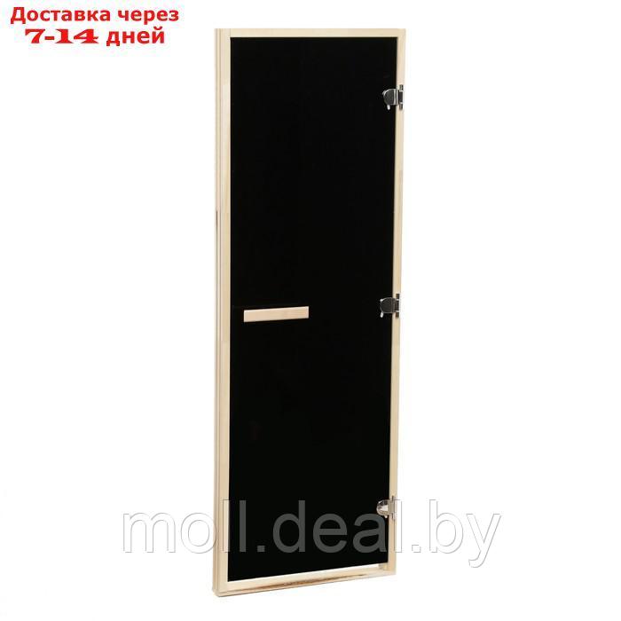Дверь для бани и сауны "БЛЭК", размер коробки 190х70 см, липа, 8 мм - фото 3 - id-p227097518