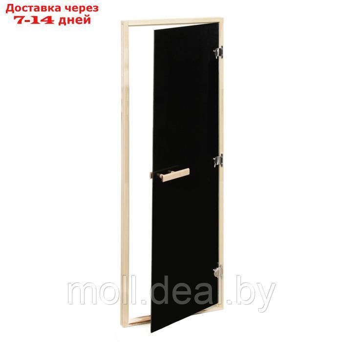 Дверь для бани и сауны "БЛЭК", размер коробки 190х70 см, липа, 8 мм - фото 4 - id-p227097518