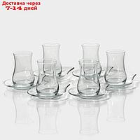 Набор стеклянный чайный Lav "Ева", 12 предметов: стаканы 160 мл (6 шт), блюдца 13,5×10,5 см (6 шт)