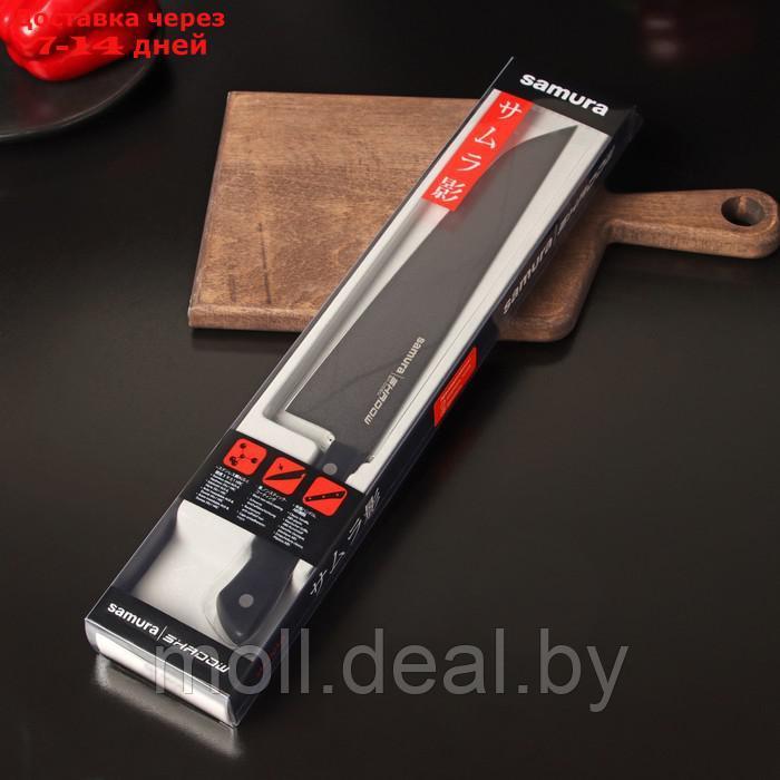 Нож кухонный Samura SHADOW, с покрытием Black-coating, 25 см, шеф, AUS-8 - фото 5 - id-p227106372