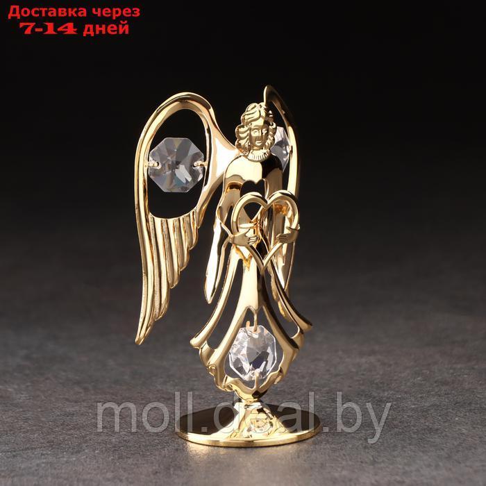 Сувенир "Ангел с сердцем", на подставке, с хрусталиками, 5х4х9 см - фото 2 - id-p227080623