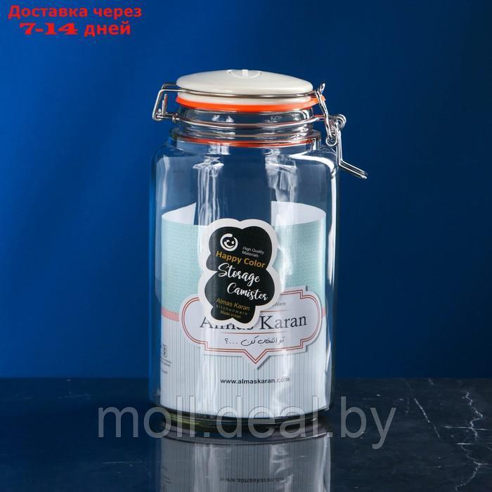 Банка стеклянная для сыпучих продуктов "Бейзи шефти", крышка серая, 1.9 л, Иран - фото 1 - id-p227102195