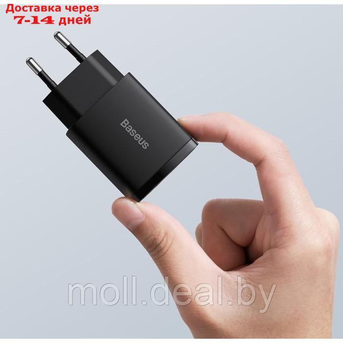 Зарядное устройство Baseus Compact Quick Charger USB+Type-C, 3A, 20W, черный - фото 5 - id-p227090574