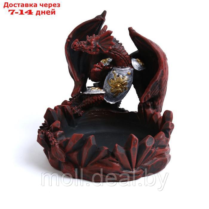 Пепельница "Дракон в латах", 11.7 х 10.3 х 11.3 см, коричневая - фото 1 - id-p227094953