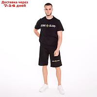 Костюм мужской (футболка/шорты), цвет чёрный/принт МИКС, размер M