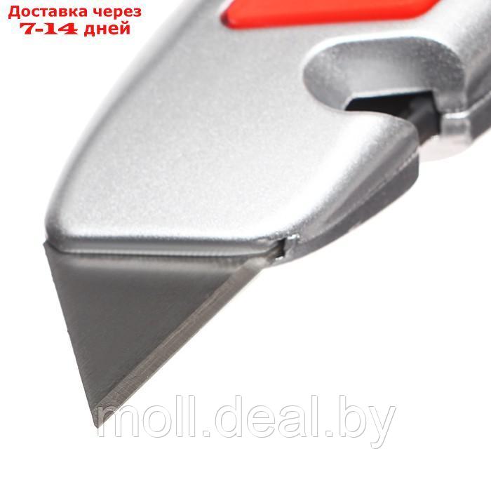 Нож универсальный трапециевидный 18мм, фиксатор, 3 штуки запасных лезвий, Zinc-alloy, TOP - фото 6 - id-p227079645