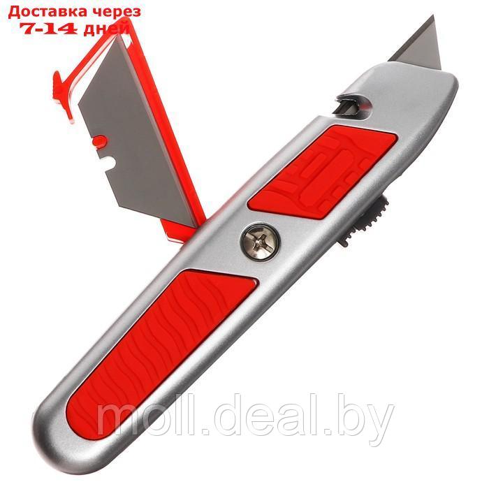 Нож универсальный трапециевидный 18мм, фиксатор, 3 штуки запасных лезвий, Zinc-alloy, TOP - фото 7 - id-p227079645