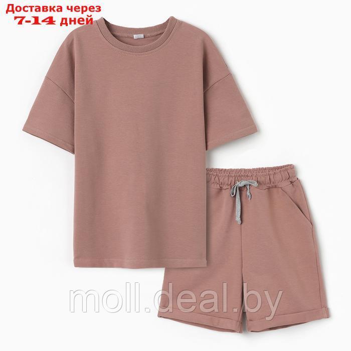 Костюм детский (футболка,шорты), цвет коричневый, рост 122 - фото 1 - id-p227083623