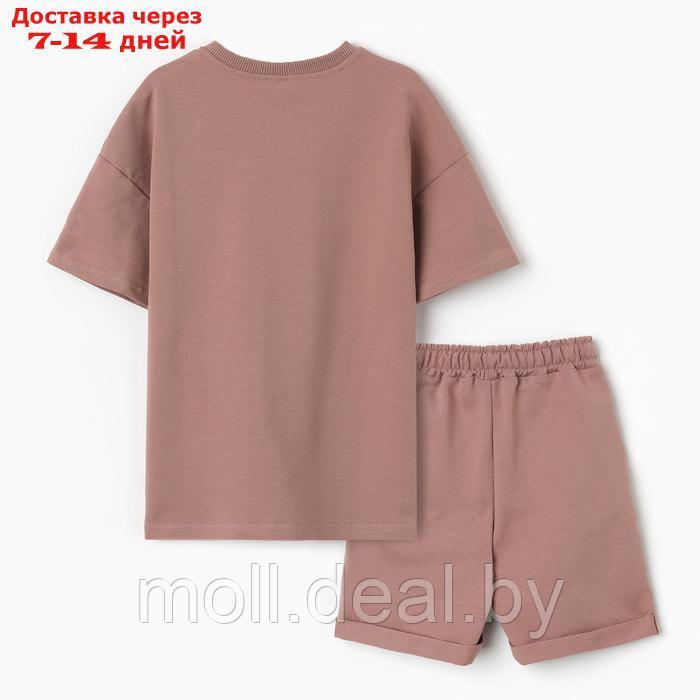 Костюм детский (футболка,шорты), цвет коричневый, рост 122 - фото 5 - id-p227083623