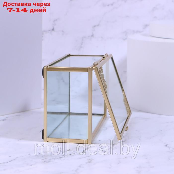 Органайзер для хранения "GREAT", с крышкой, стеклянный, с зеркальным дном, 1 секция, 14,5 × 8,5 × 6 см, цвет - фото 8 - id-p227078655