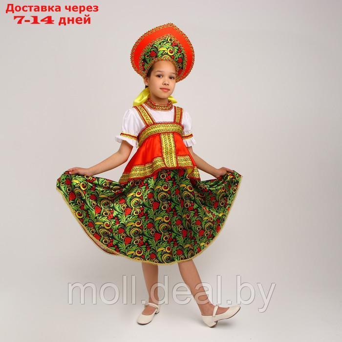 Русский костюм для девочки"Рябинушка с отлетной кокеткой"платье,кокошник,р-р38рост146 - фото 1 - id-p227104337
