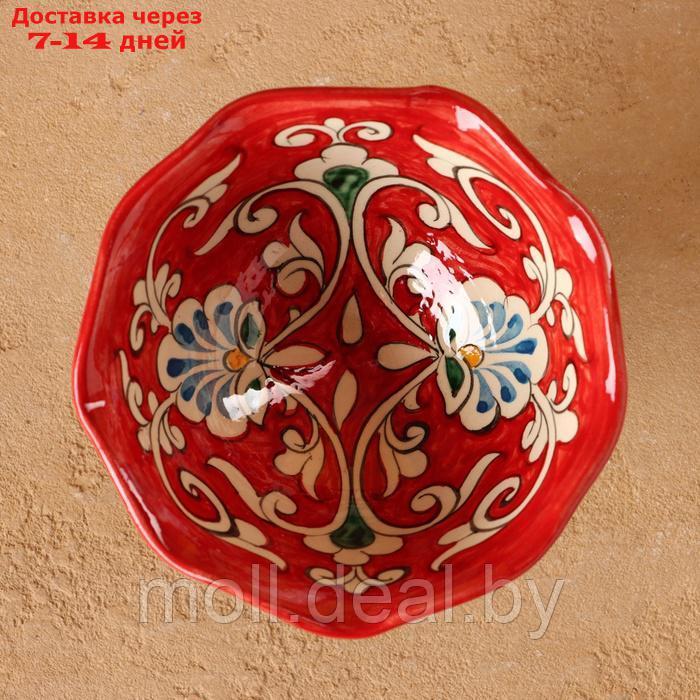 Конфетница Риштанская Керамика "Цветы", красная 12 см, - фото 3 - id-p227076665